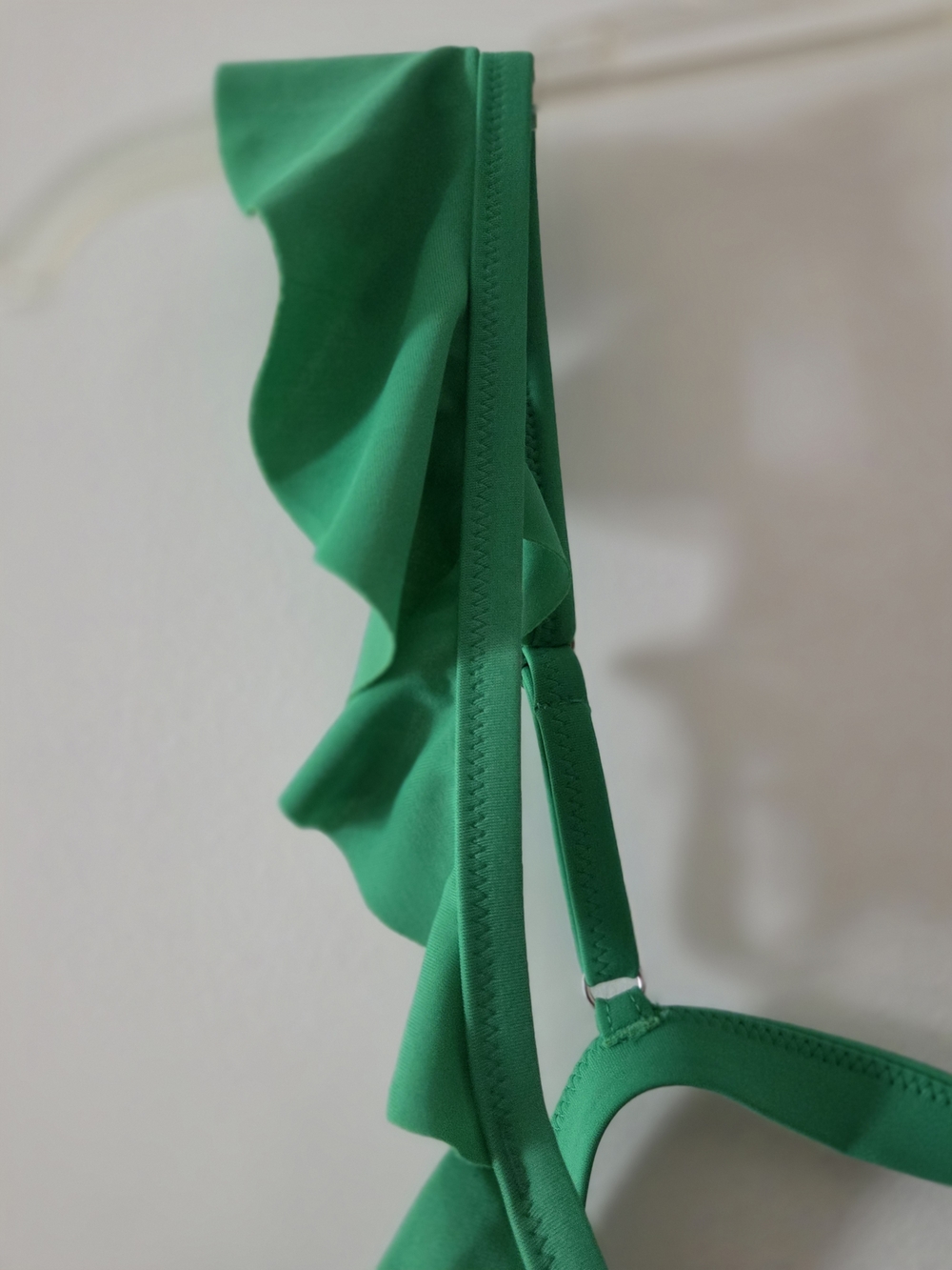 J.Crew 3x Green Ruffled Strap Triangle Bikini Top - Picture 3 of 6